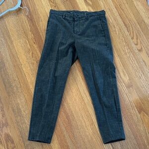 Tapered Doppleganger Men's Dark Olive Plaid Dress Pants